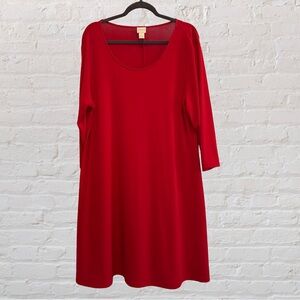 Red Chicos 3/4 length sleeve dress. 40 inches from shoulder to hem. Sz 3